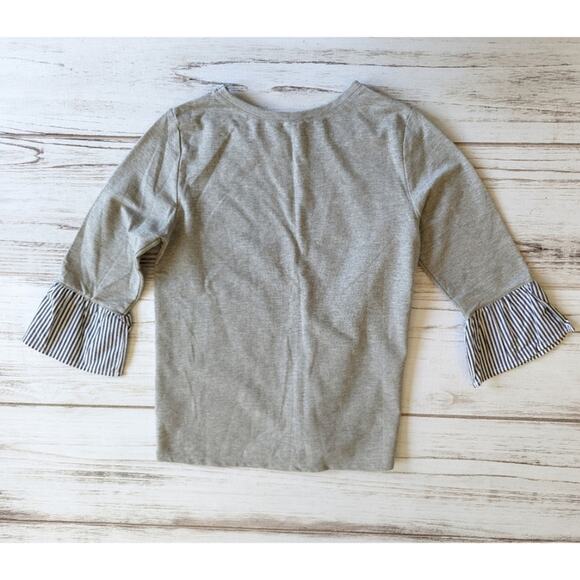 Como Blu Gray Top with Stripe Statement Sleeves sz Medium New - Picture 6 of 6